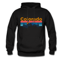 Colorado Hoodie - Retro Mountain & Birds Colorado Hooded Sweatshirt - black