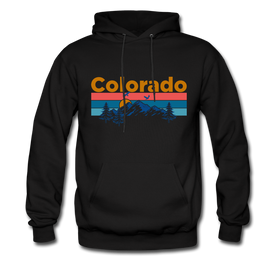 Colorado Hoodie - Retro Mountain & Birds Colorado Hooded Sweatshirt - black