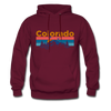 Colorado Hoodie - Retro Mountain & Birds Colorado Hooded Sweatshirt - burgundy