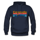 Colorado Hoodie - Retro Mountain & Birds Colorado Hooded Sweatshirt - navy