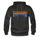Colorado Hoodie - Retro Mountain & Birds Colorado Hooded Sweatshirt - charcoal gray