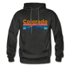 Colorado Hoodie - Retro Mountain & Birds Colorado Hooded Sweatshirt - charcoal gray