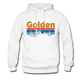 Golden, Colorado Hoodie - Retro Mountain & Birds Golden Hooded Sweatshirt - white