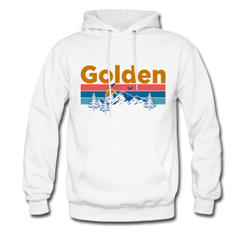 Golden, Colorado Hoodie - Retro Mountain & Birds Golden Hooded Sweatshirt - white