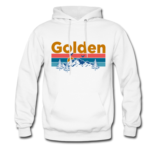 Golden, Colorado Hoodie - Retro Mountain & Birds Golden Hooded Sweatshirt - white