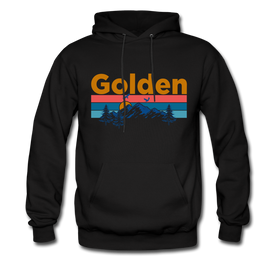 Golden, Colorado Hoodie - Retro Mountain & Birds Golden Hooded Sweatshirt - black