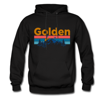 Golden, Colorado Hoodie - Retro Mountain & Birds Golden Hooded Sweatshirt - black
