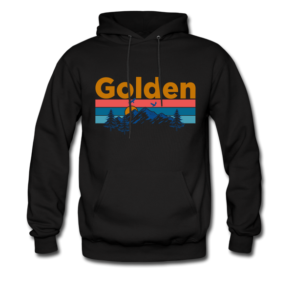 Golden, Colorado Hoodie - Retro Mountain & Birds Golden Hooded Sweatshirt - black