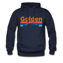Golden, Colorado Hoodie - Retro Mountain & Birds Golden Hooded Sweatshirt - navy
