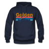 Golden, Colorado Hoodie - Retro Mountain & Birds Golden Hooded Sweatshirt - navy