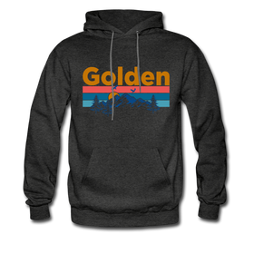 Golden, Colorado Hoodie - Retro Mountain & Birds Golden Hooded Sweatshirt - charcoal gray
