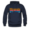 Missoula, Montana Hoodie - Retro Mountain & Birds Missoula Hooded Sweatshirt - navy