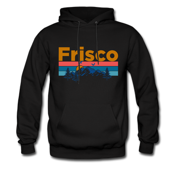 Frisco, Colorado Hoodie - Retro Mountain & Birds Frisco Hooded Sweatshirt - black