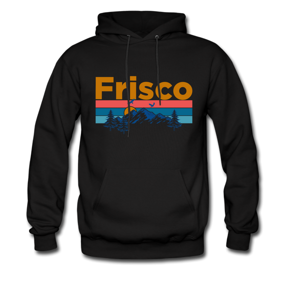 Frisco, Colorado Hoodie - Retro Mountain & Birds Frisco Hooded Sweatshirt - black