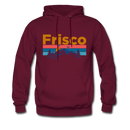 Frisco, Colorado Hoodie - Retro Mountain & Birds Frisco Hooded Sweatshirt - burgundy