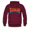 Frisco, Colorado Hoodie - Retro Mountain & Birds Frisco Hooded Sweatshirt - burgundy