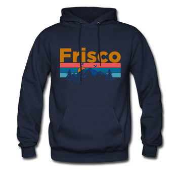Frisco, Colorado Hoodie - Retro Mountain & Birds Frisco Hooded Sweatshirt - navy