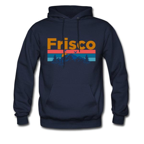 Frisco, Colorado Hoodie - Retro Mountain & Birds Frisco Hooded Sweatshirt - navy