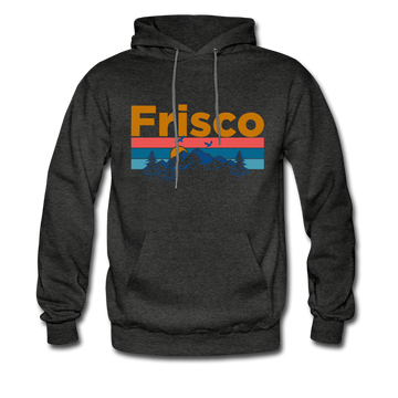 Frisco, Colorado Hoodie - Retro Mountain & Birds Frisco Hooded Sweatshirt - charcoal gray