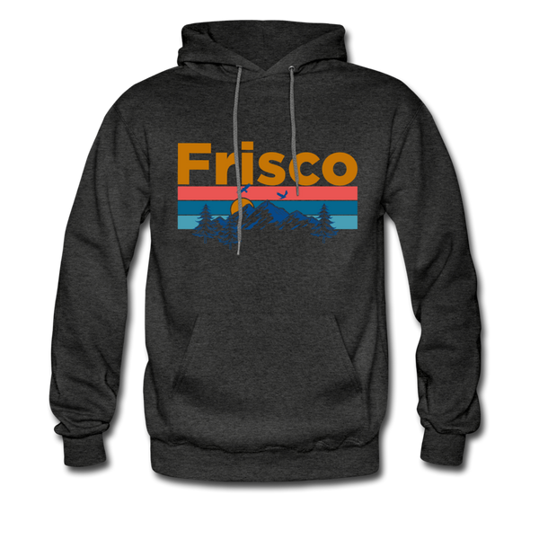 Frisco, Colorado Hoodie - Retro Mountain & Birds Frisco Hooded Sweatshirt - charcoal gray
