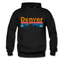 Denver, Colorado Hoodie - Retro Mountain & Birds Denver Hooded Sweatshirt - black