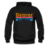 Denver, Colorado Hoodie - Retro Mountain & Birds Denver Hooded Sweatshirt - black