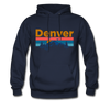 Denver, Colorado Hoodie - Retro Mountain & Birds Denver Hooded Sweatshirt - navy