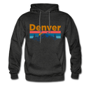 Denver, Colorado Hoodie - Retro Mountain & Birds Denver Hooded Sweatshirt - charcoal gray