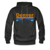 Denver, Colorado Hoodie - Retro Mountain & Birds Denver Hooded Sweatshirt - charcoal gray