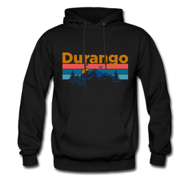 Durango, Colorado Hoodie - Retro Mountain & Birds Durango Hooded Sweatshirt - black
