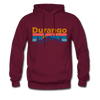 Durango, Colorado Hoodie - Retro Mountain & Birds Durango Hooded Sweatshirt - burgundy