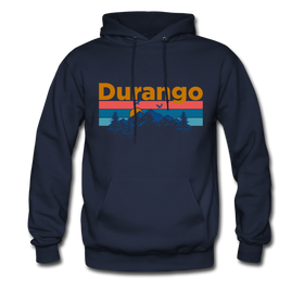 Durango, Colorado Hoodie - Retro Mountain & Birds Durango Hooded Sweatshirt - navy