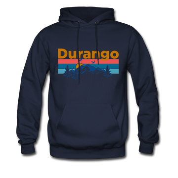 Durango, Colorado Hoodie - Retro Mountain & Birds Durango Hooded Sweatshirt - navy