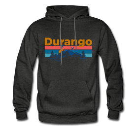 Durango, Colorado Hoodie - Retro Mountain & Birds Durango Hooded Sweatshirt - charcoal gray