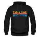 Estes Park, Colorado Hoodie - Retro Mountain & Birds Estes Park Hooded Sweatshirt - black