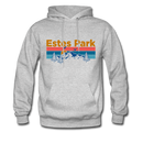 Estes Park, Colorado Hoodie - Retro Mountain & Birds Estes Park Hooded Sweatshirt - heather gray