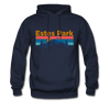 Estes Park, Colorado Hoodie - Retro Mountain & Birds Estes Park Hooded Sweatshirt - navy