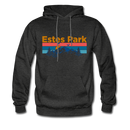 Estes Park, Colorado Hoodie - Retro Mountain & Birds Estes Park Hooded Sweatshirt - charcoal gray
