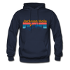 Jackson Hole, Wyoming Hoodie - Retro Mountain & Birds Jackson Hole Hooded Sweatshirt - navy