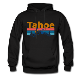 Lake Tahoe, California Hoodie - Retro Mountain & Birds Lake Tahoe Hooded Sweatshirt - black