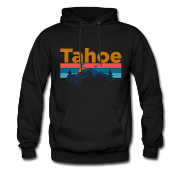 Lake Tahoe, California Hoodie - Retro Mountain & Birds Lake Tahoe Hooded Sweatshirt - black