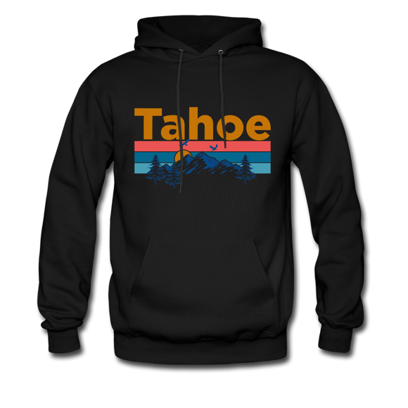 Lake Tahoe, California Hoodie - Retro Mountain & Birds Lake Tahoe Hooded Sweatshirt - black