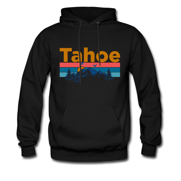 Lake Tahoe, California Hoodie - Retro Mountain & Birds Lake Tahoe Hooded Sweatshirt - black