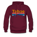 Lake Tahoe, California Hoodie - Retro Mountain & Birds Lake Tahoe Hooded Sweatshirt - burgundy