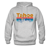 Lake Tahoe, California Hoodie - Retro Mountain & Birds Lake Tahoe Hooded Sweatshirt - heather gray