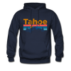 Lake Tahoe, California Hoodie - Retro Mountain & Birds Lake Tahoe Hooded Sweatshirt - navy