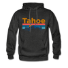 Lake Tahoe, California Hoodie - Retro Mountain & Birds Lake Tahoe Hooded Sweatshirt - charcoal gray