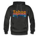 Lake Tahoe, California Hoodie - Retro Mountain & Birds Lake Tahoe Hooded Sweatshirt - charcoal gray