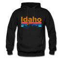 Idaho Hoodie - Retro Mountain & Birds Idaho Hooded Sweatshirt - black