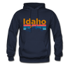 Idaho Hoodie - Retro Mountain & Birds Idaho Hooded Sweatshirt - navy